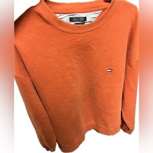 Tommy Hilfiger Orange Crew Sweatshirt with Flag Logo